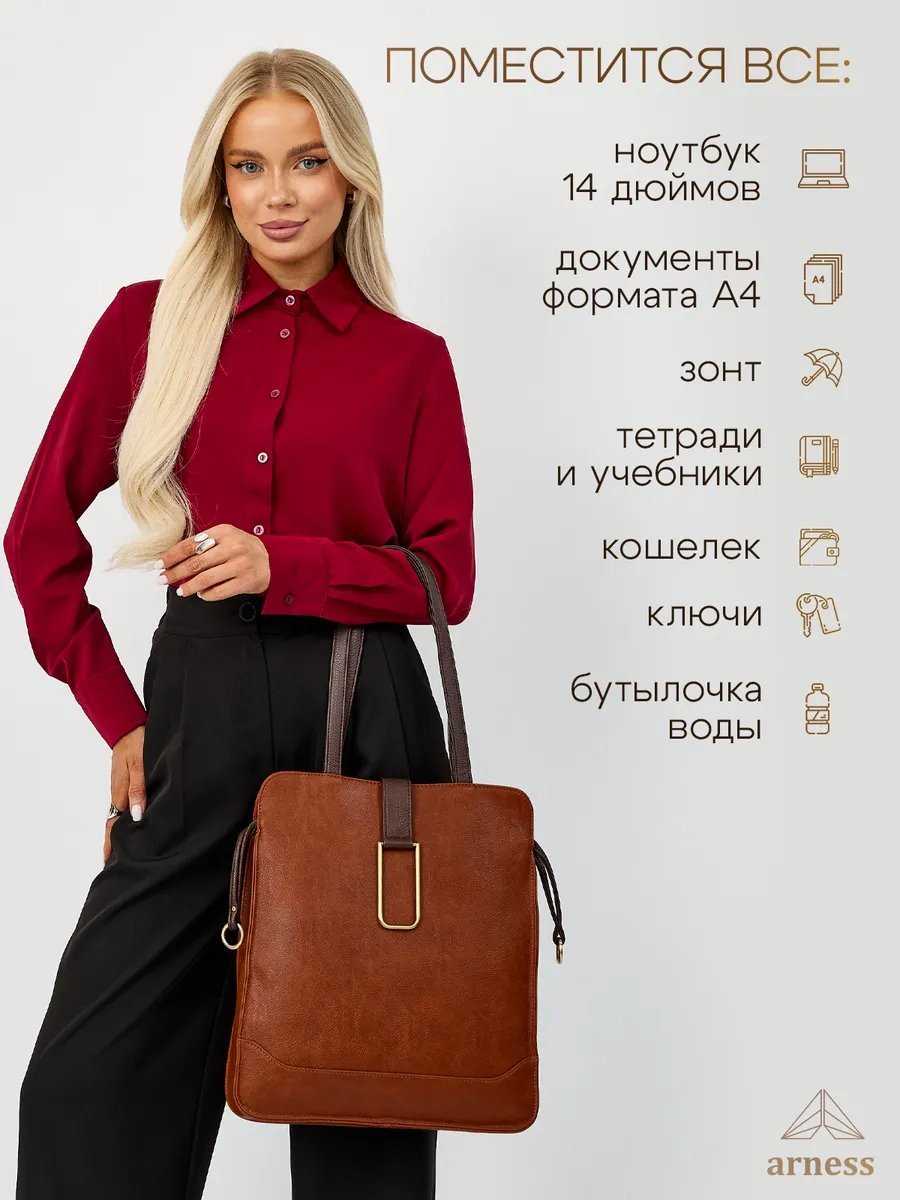 Сумка кросс-боди Arness экокожа коричневый купить,NaN