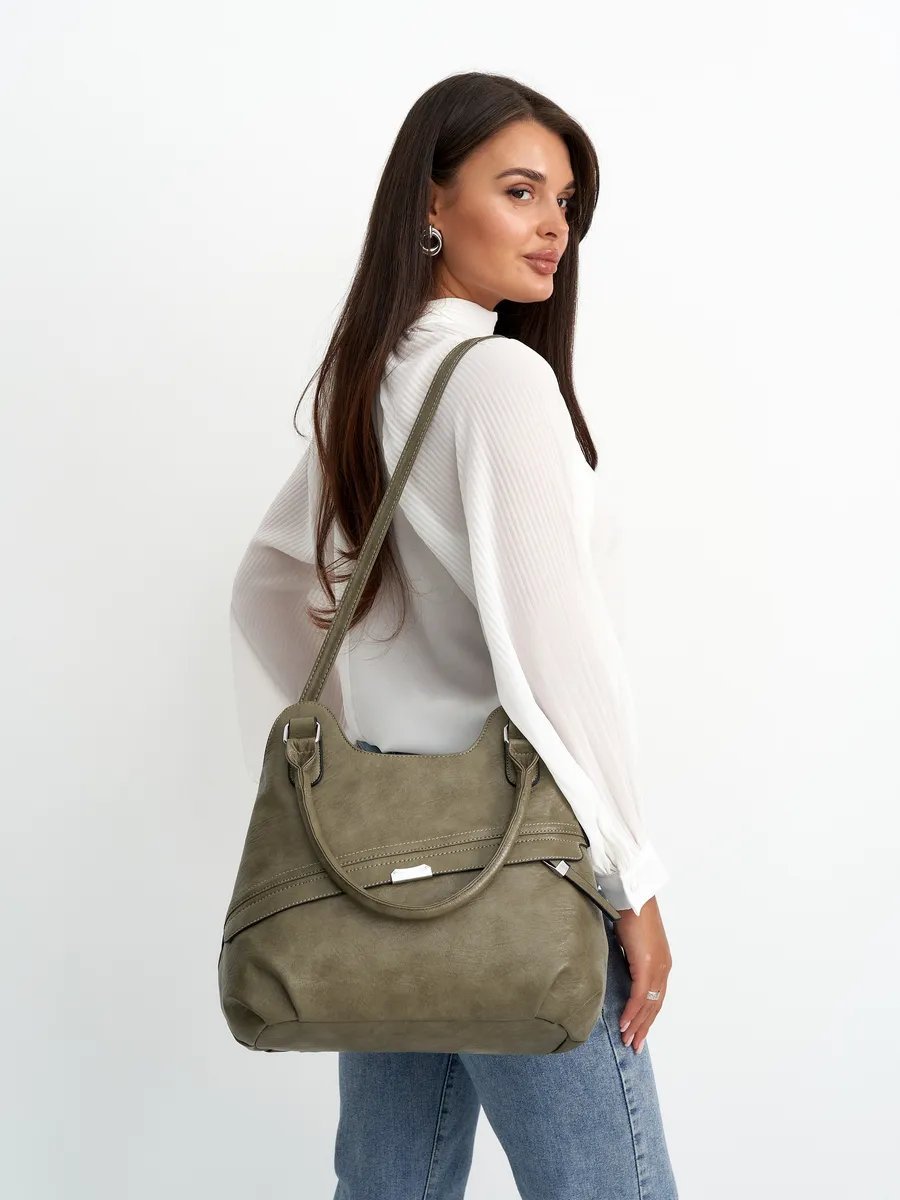 Сумка шоппер ICONIC BAGS искусственная кожа зеленый купить,NaN