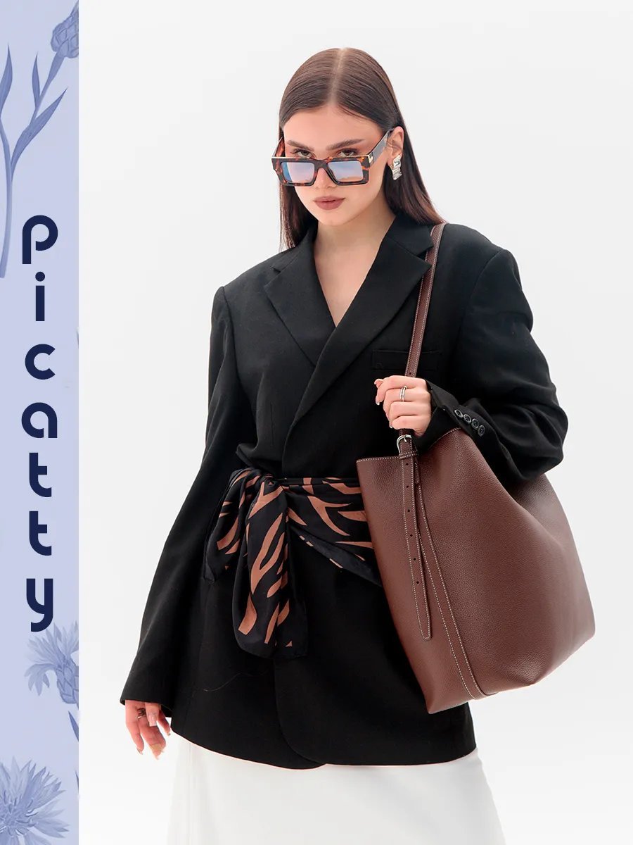 Сумка шоппер Picatty экокожа коричневый купить,NaN