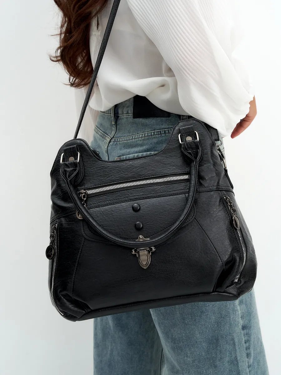 Сумка шоппер ICONIC BAGS искусственная кожа черный купить,NaN