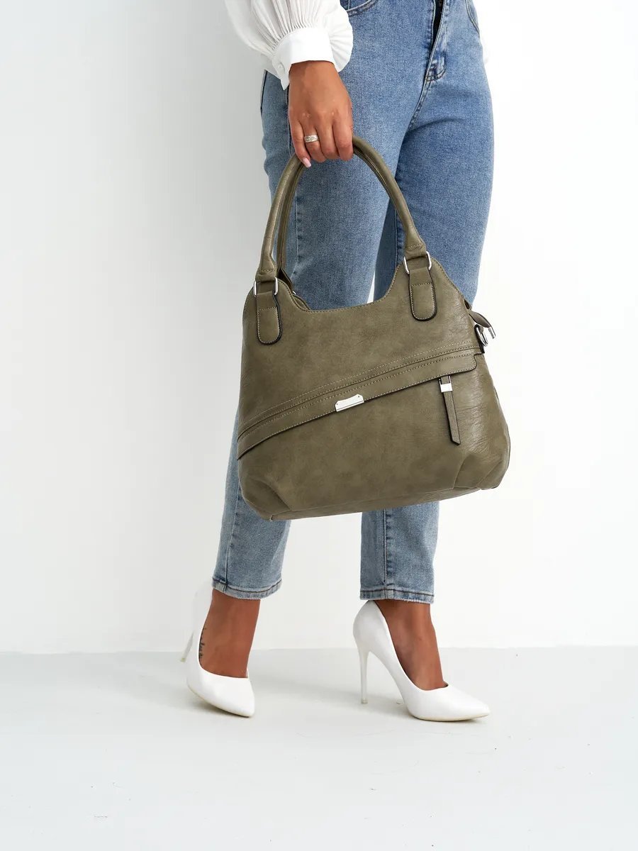 Сумка шоппер ICONIC BAGS искусственная кожа зеленый купить,NaN