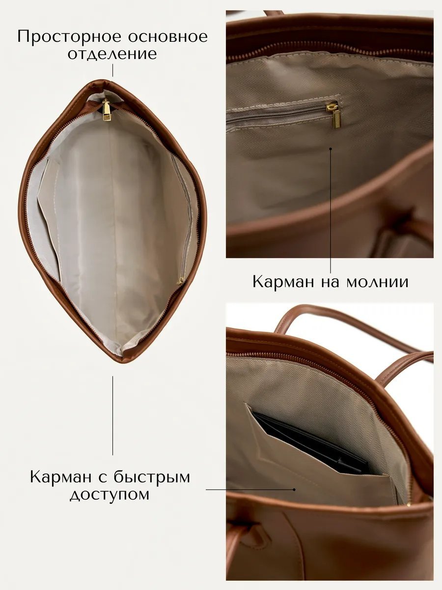 Сумка шоппер NAVO BRAND экокожа коричневый купить,NaN