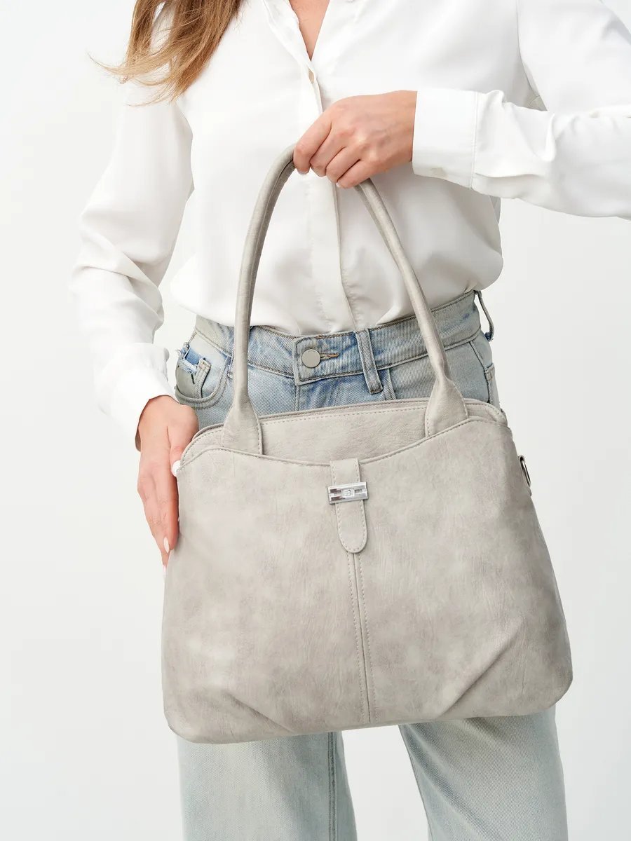 Сумка шоппер ICONIC BAGS искусственная кожа серый купить,NaN