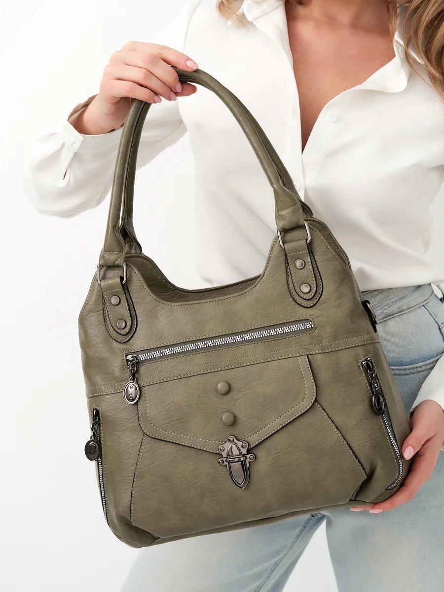 Сумка шоппер ICONIC BAGS искусственная кожа зеленый купить,NaN