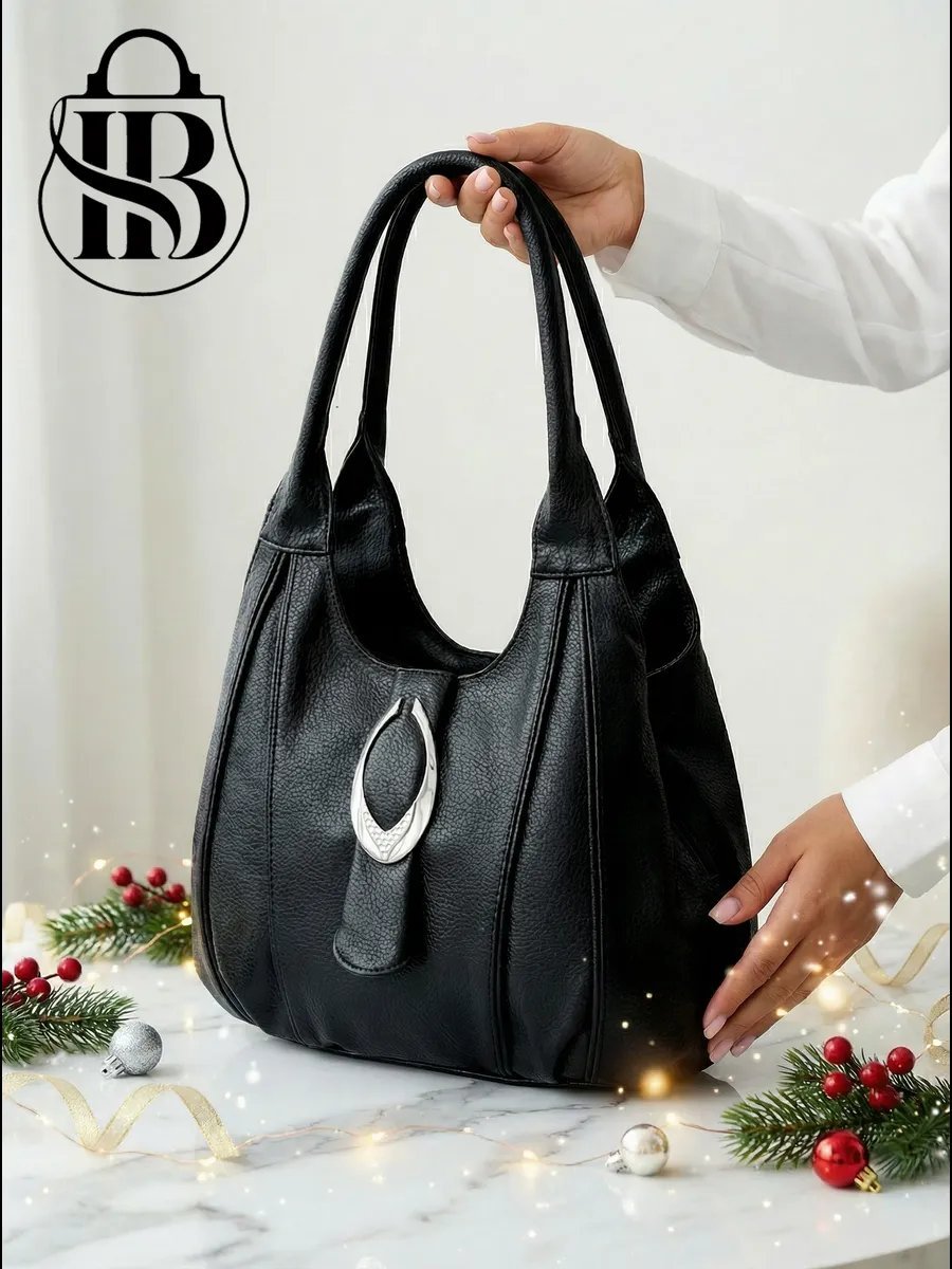 Сумка шоппер ICONIC BAGS искусственная кожа черный купить,NaN