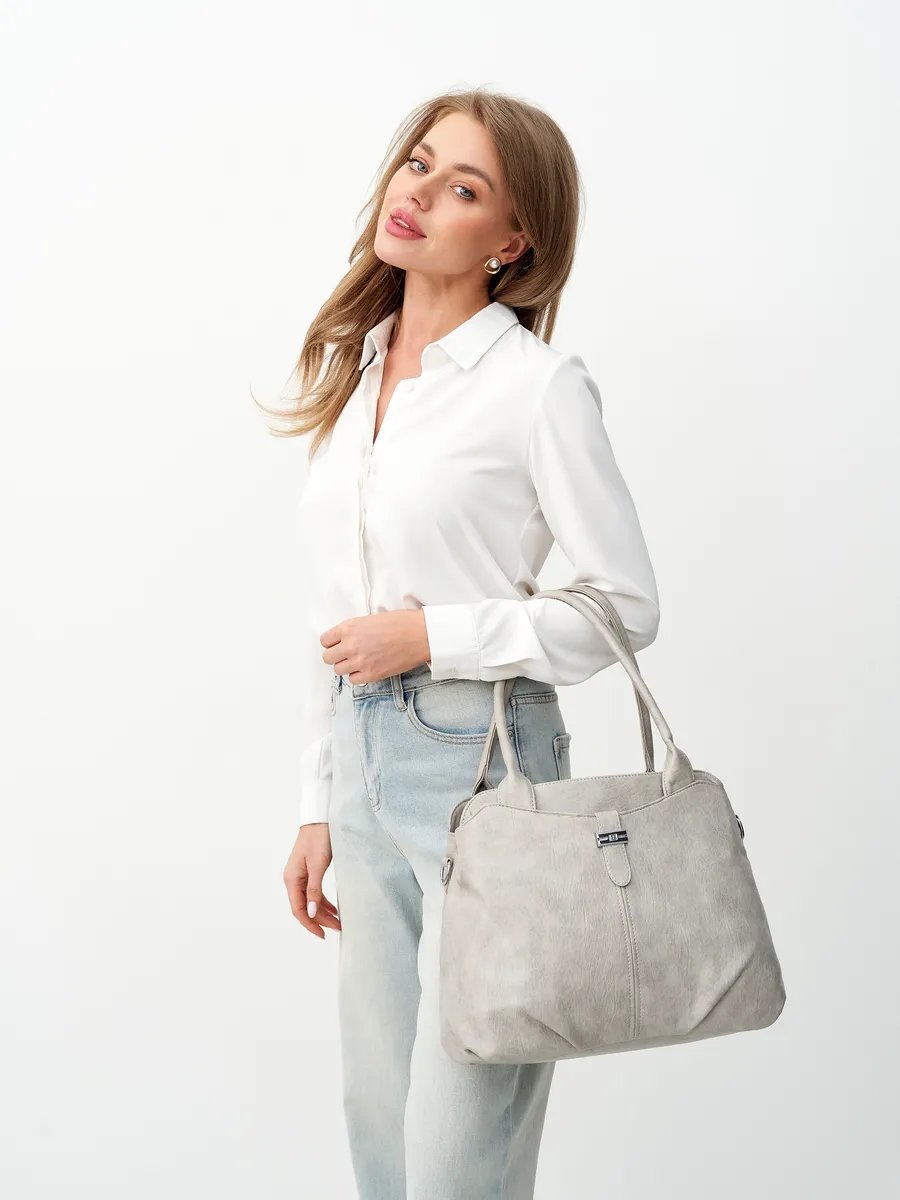 Сумка шоппер ICONIC BAGS искусственная кожа серый купить,NaN