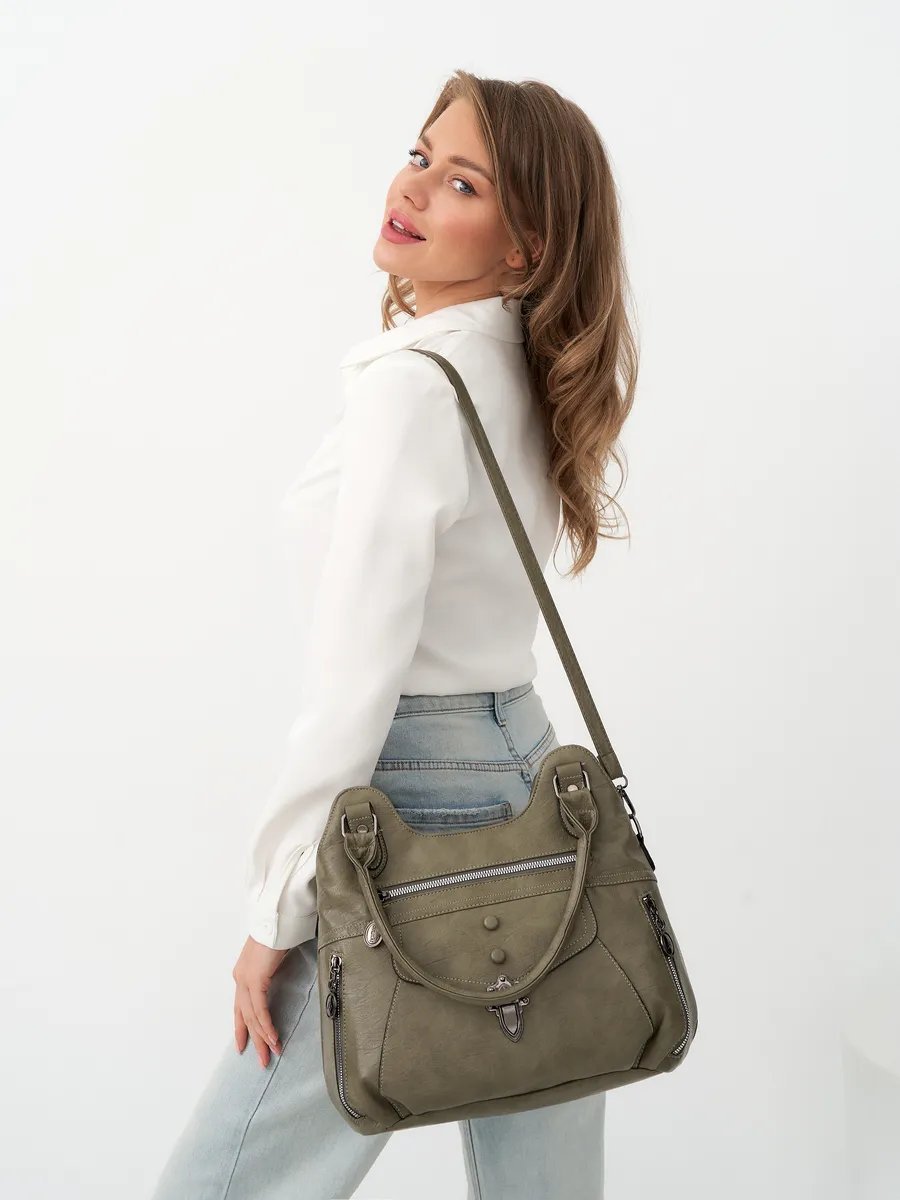 Сумка шоппер ICONIC BAGS искусственная кожа зеленый купить,NaN