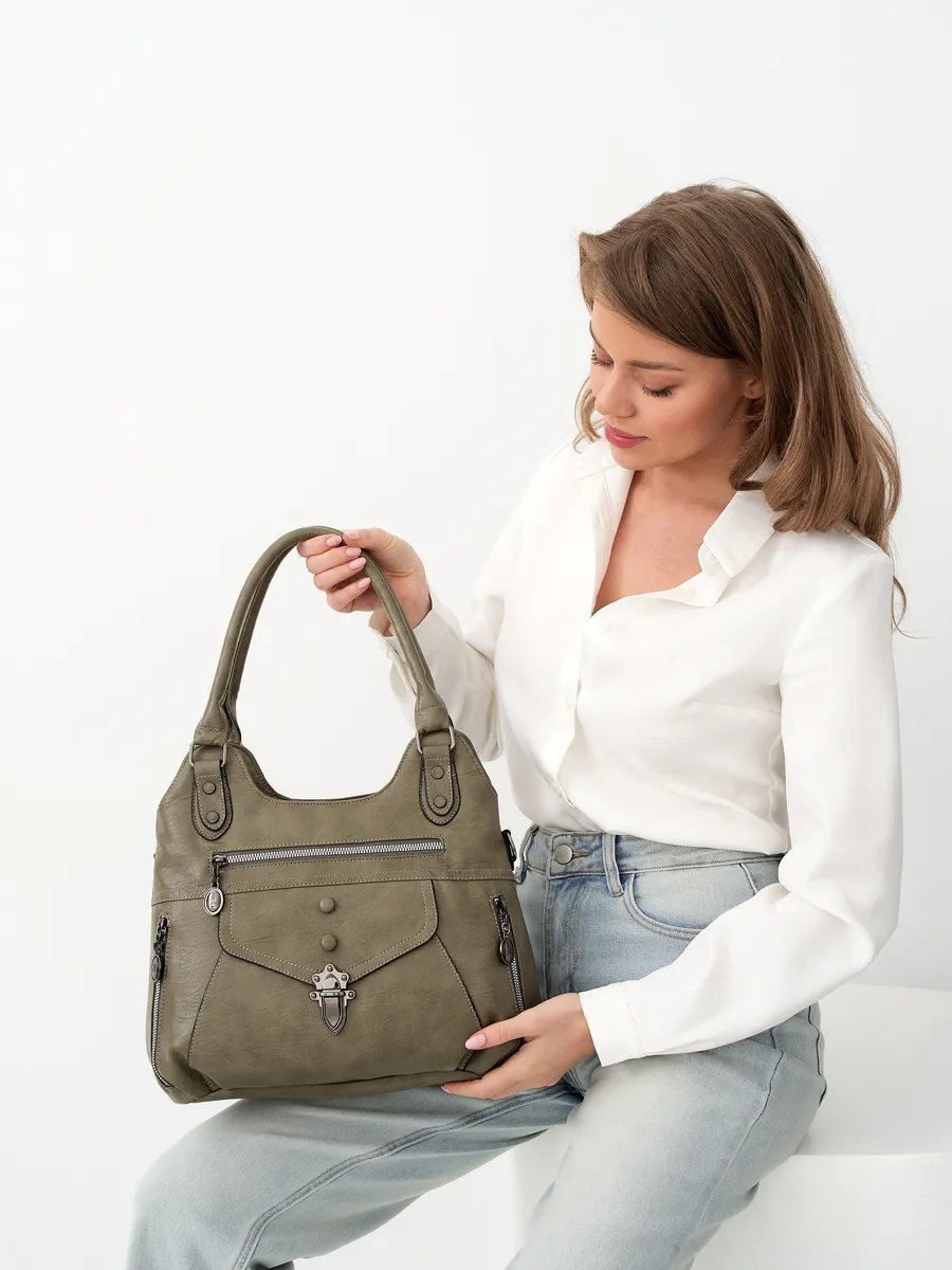 Сумка шоппер ICONIC BAGS искусственная кожа зеленый купить,NaN