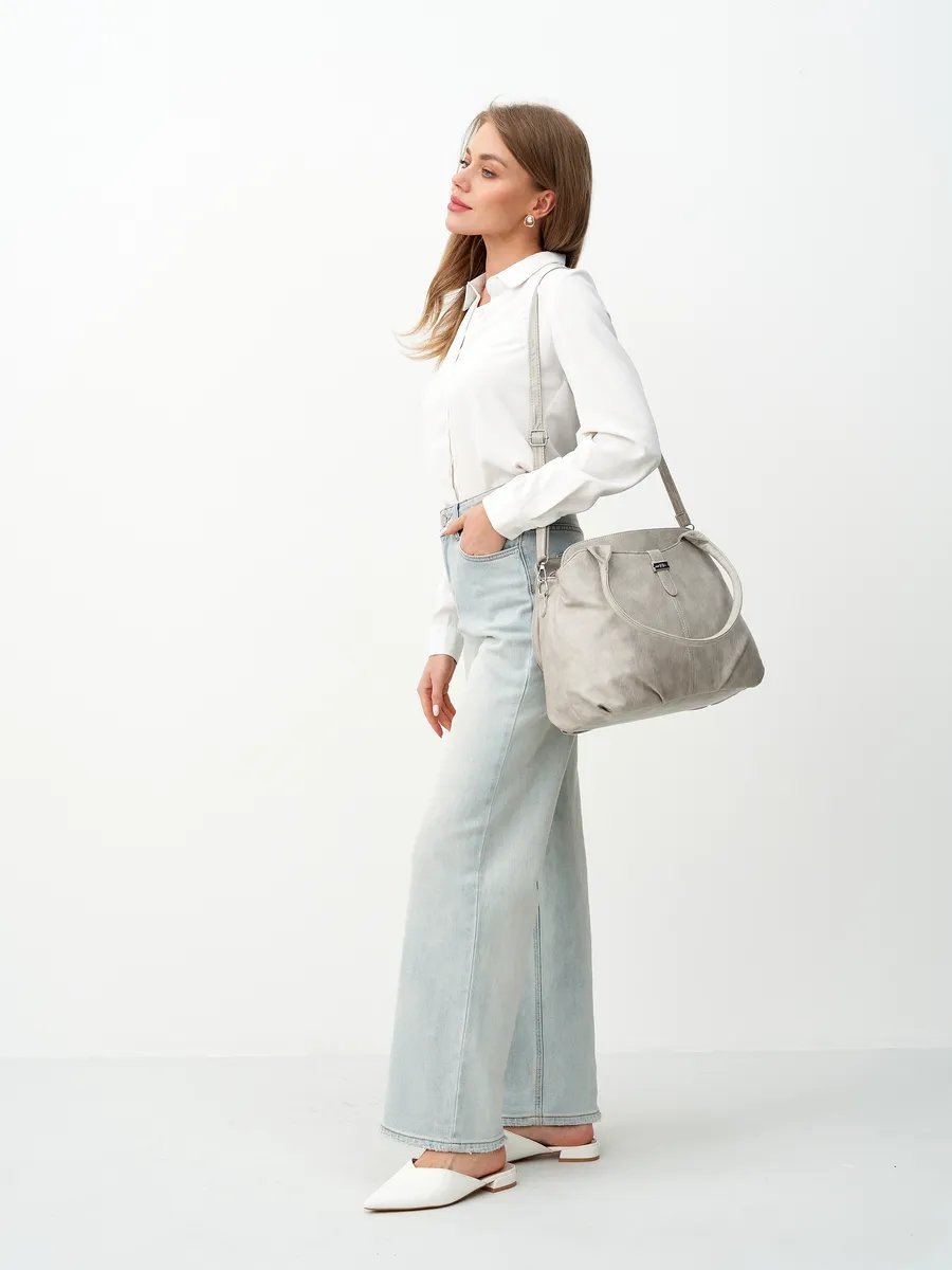Сумка шоппер ICONIC BAGS искусственная кожа серый купить,NaN