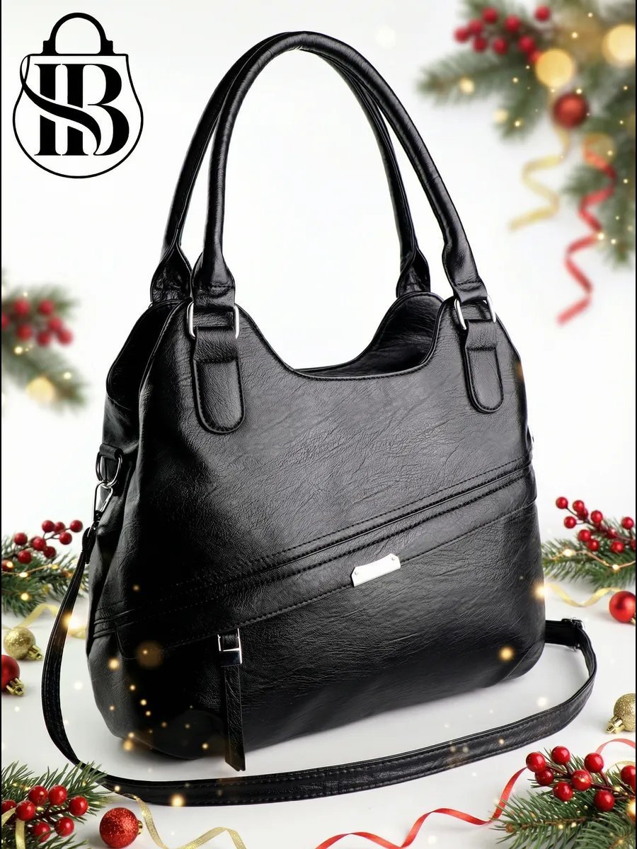 Сумка шоппер ICONIC BAGS искусственная кожа черный купить,NaN