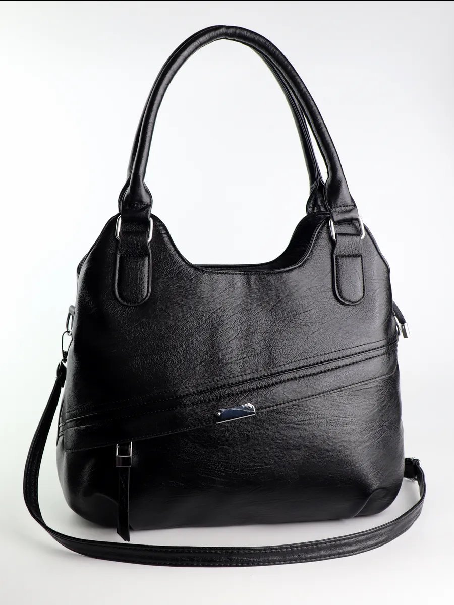 Сумка шоппер ICONIC BAGS искусственная кожа черный купить,NaN