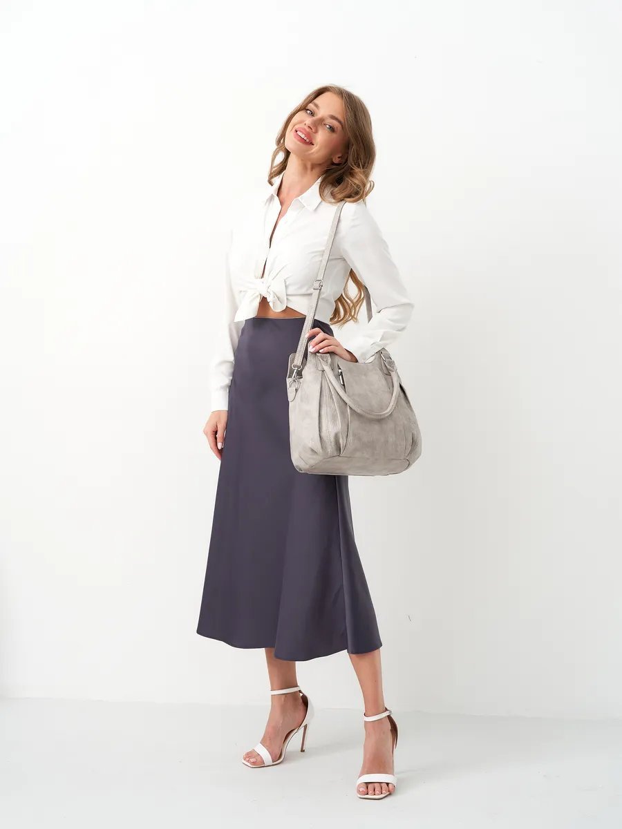 Сумка шоппер ICONIC BAGS искусственная кожа серый купить,NaN