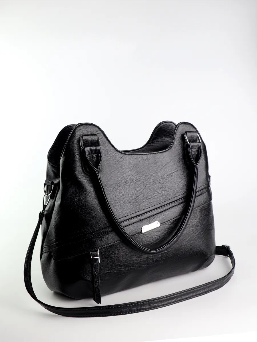 Сумка шоппер ICONIC BAGS искусственная кожа черный купить,NaN