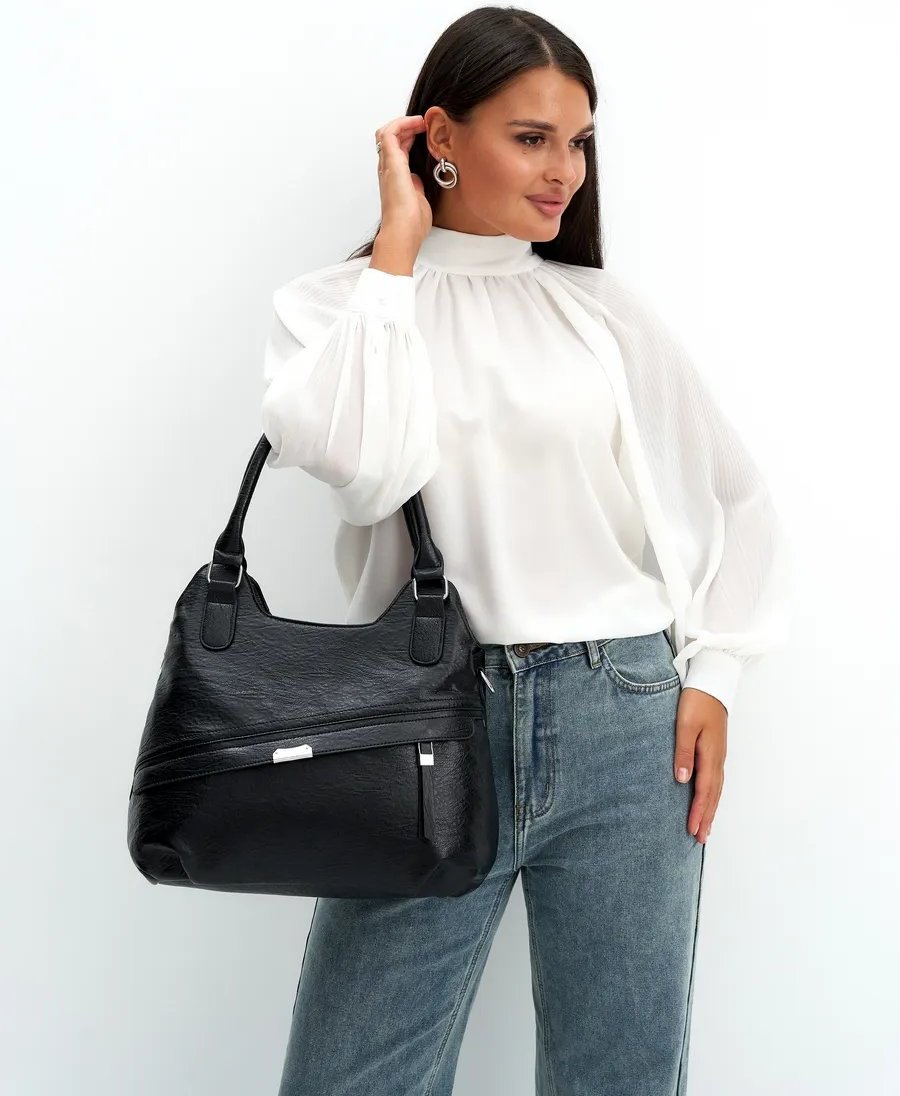 Сумка шоппер ICONIC BAGS искусственная кожа черный купить,NaN