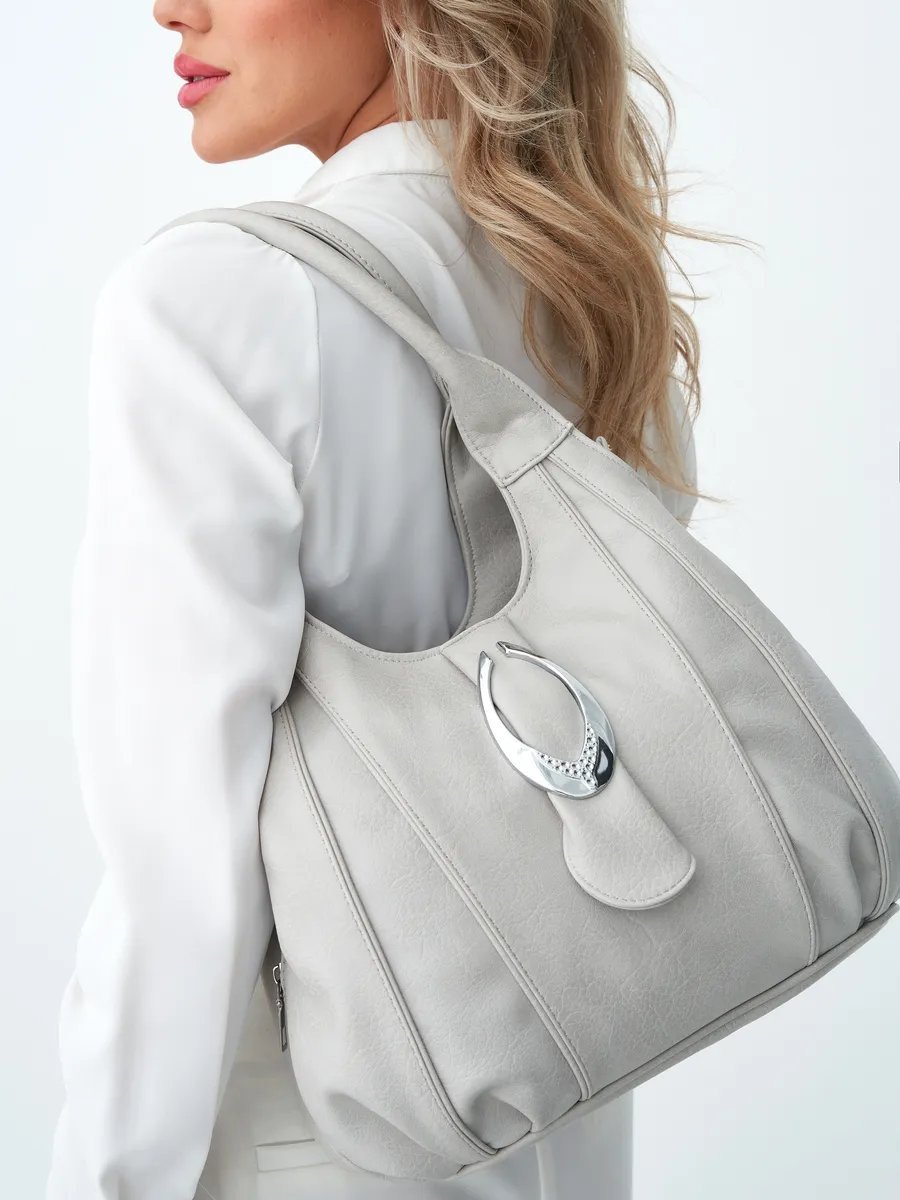 Сумка шоппер ICONIC BAGS искусственная кожа серый купить,NaN