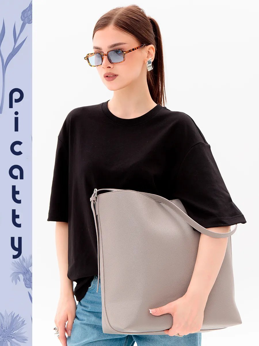 Сумка шоппер Picatty экокожа серый купить,NaN