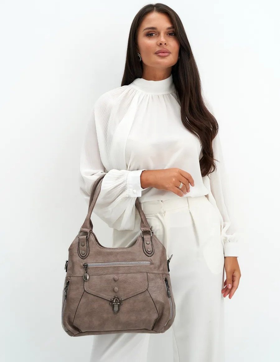 Сумка шоппер ICONIC BAGS искусственная кожа бежевый купить,NaN