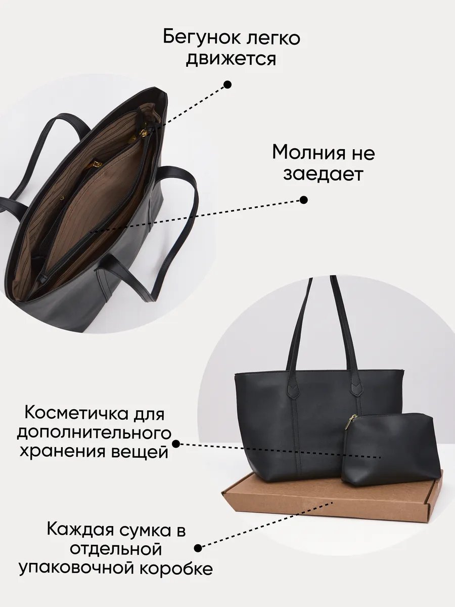 Сумка шоппер LIIMAN экокожа черный купить,NaN