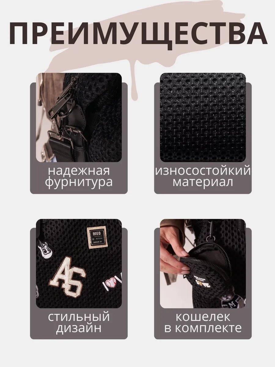 Сумка мессенджер Listein неопрен черный