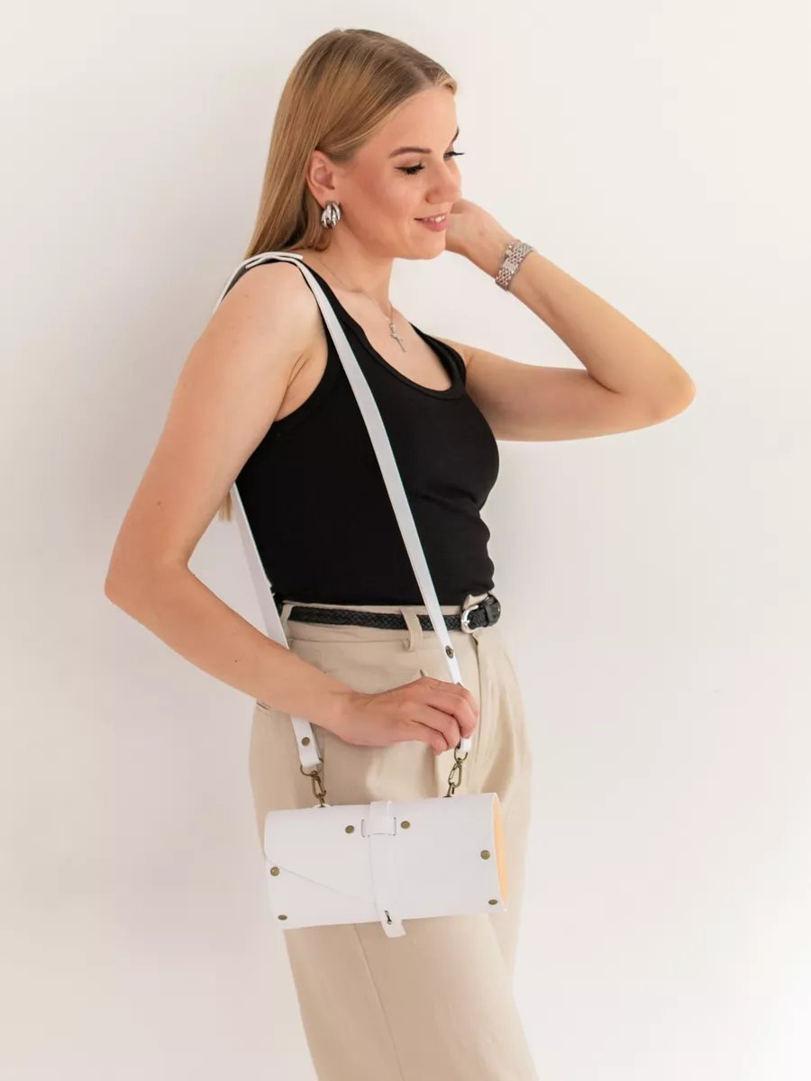 Сумка кросс-боди BECAUSE BAGS натуральная кожа белый
