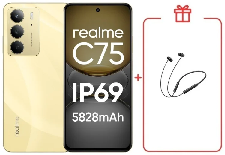 Смартфон Realme С75 8 ГБ/128 ГБ золотистый + подарок