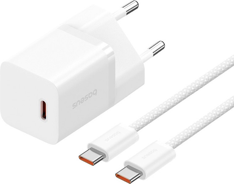 Зарядное устройство Baseus GaN5 (mini) 1C 30W + Кабель USB Type-C белый