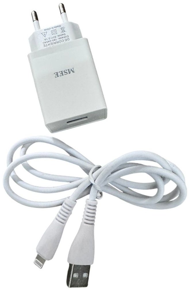 Зарядное устройство MSEE MS -08 USB, Lightning 12 Вт белый