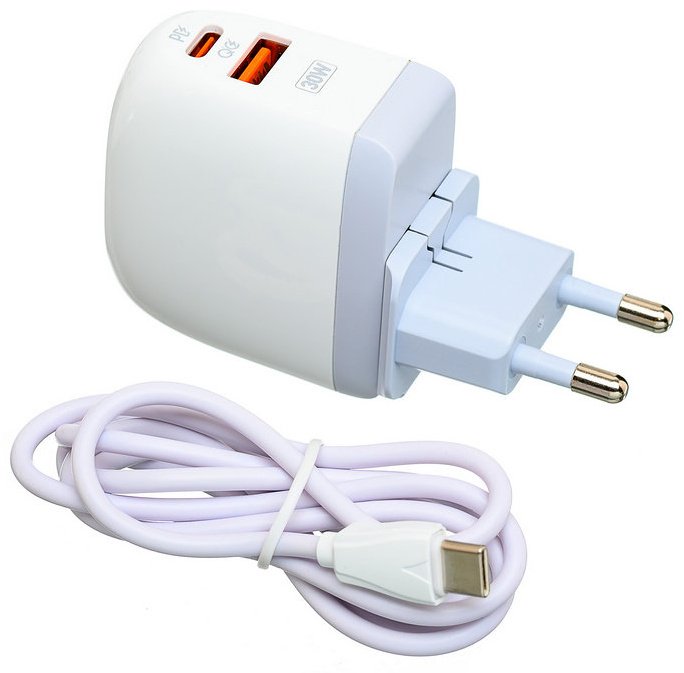 Зарядное устройство LDNIO A2522 USB, USB Type-C белый