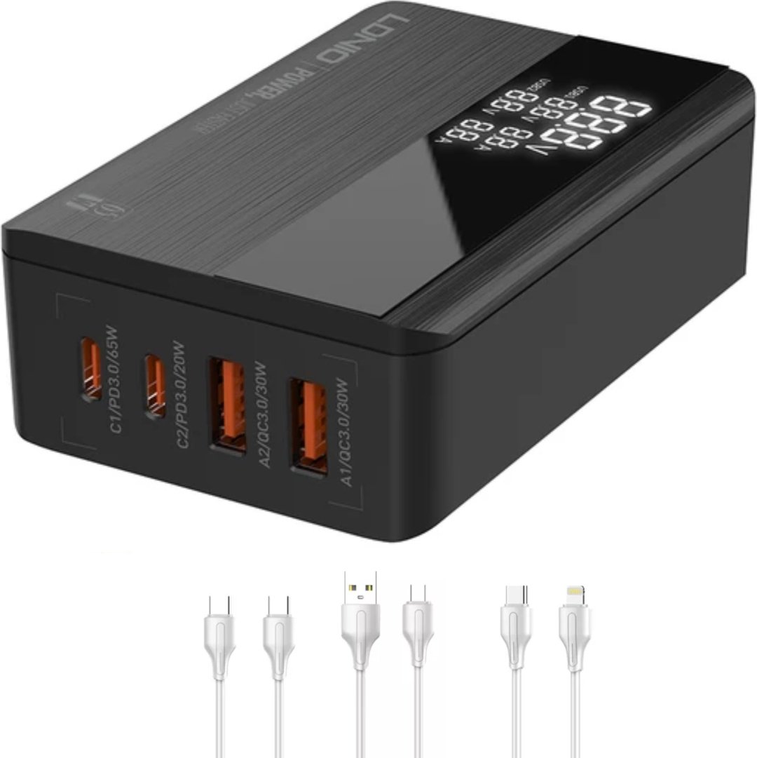 Зарядное устройство LDNIO 65W PD+QC черный
