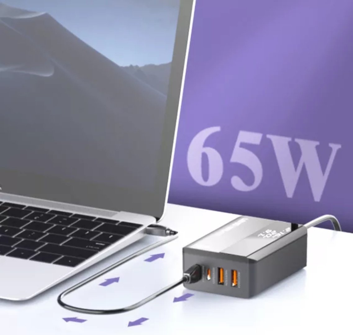 Зарядное устройство LDNIO 65W PD+QC черный