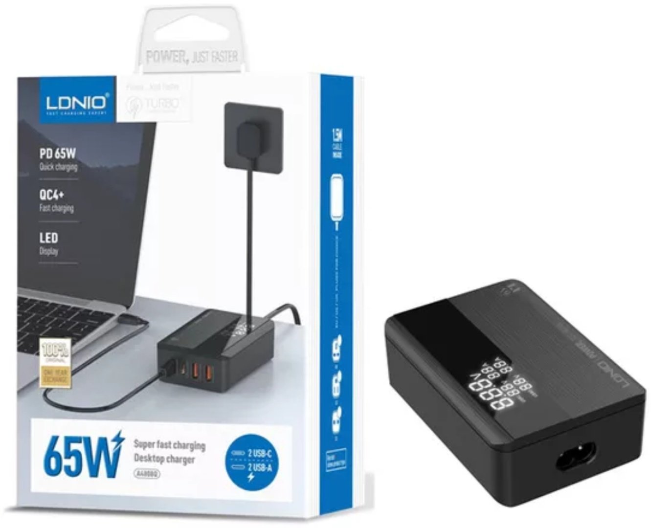 Зарядное устройство LDNIO 65W PD+QC черный