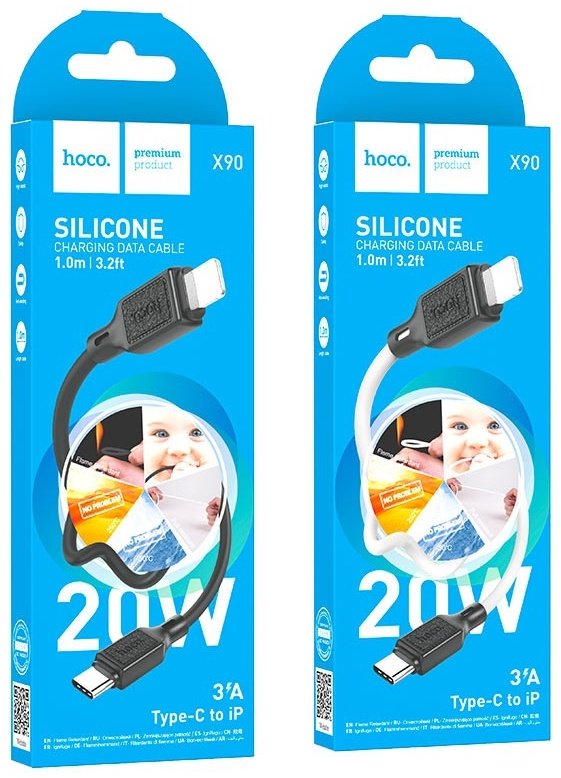 Кабель Hoco USB TypeC (M), Lightning (M), 1 м, X90 черный