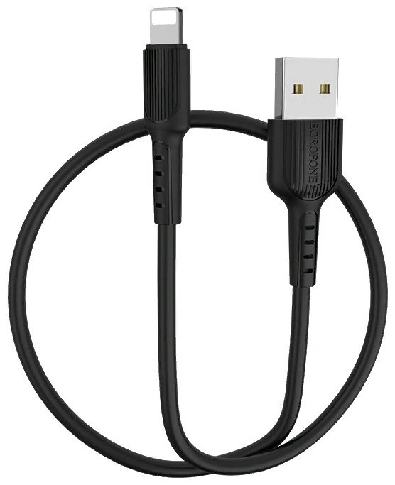 Кабель Borofone USB 2.0 (M), Lightning (M), 1 м, черный