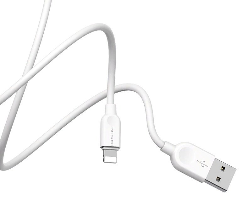 Кабель Borofone USB 2.0 (M), Lightning (M), 1 м, белый
