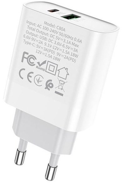 Зарядное устройство Hoco C80A Rapido PD20W + QC3.0 EU белый