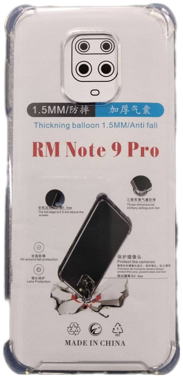 Чехол для Xiaomi Redmi Note 9 Pro прозрачный купить,300