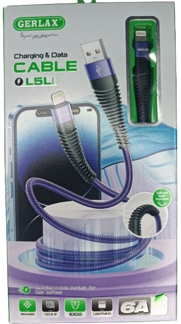 Кабель GERLAX USB 2.0 (M), Lightning (M), , L5L фиолетовый купить,1565