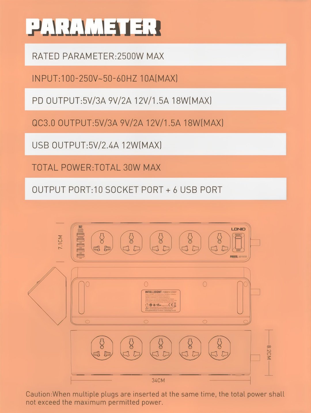 Сетевой фильтр LDNIO SC10610 2 м купить,10662