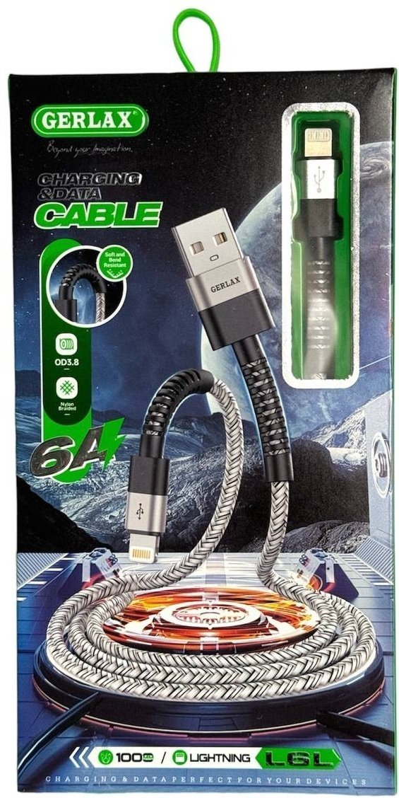Кабель GERLAX USB 2.0 (F), Lightning, 1 м, L6L белый купить,982