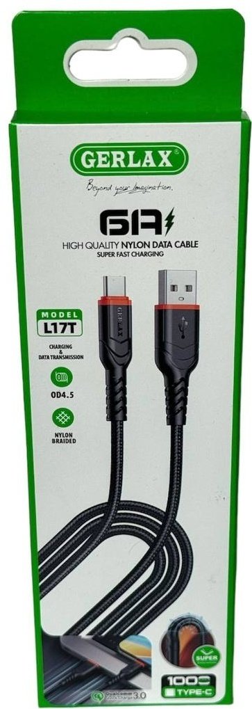 Кабель GERLAX USB 2.0 (M), USB TypeC (M), 1 м, L17T черный купить,970