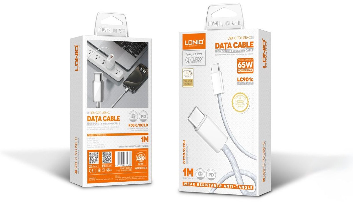 Кабель LDNIO USB TypeC (M), 1 м, белый купить,1560