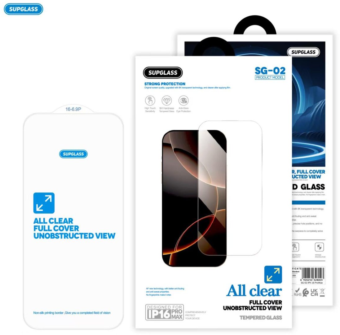 Стекло GLASS для Apple iPhone 16 Plus черный