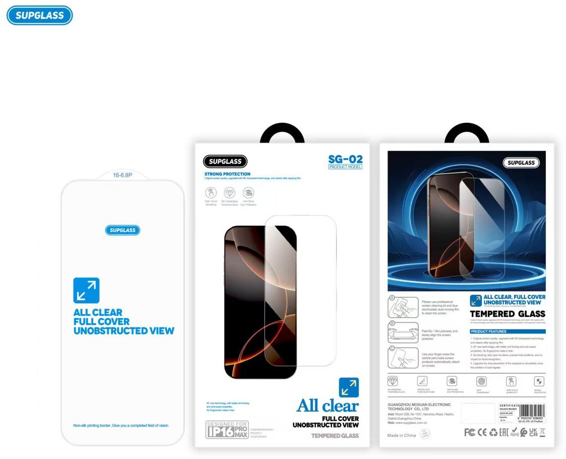 Стекло GLASS для Apple iPhone 16 Plus черный