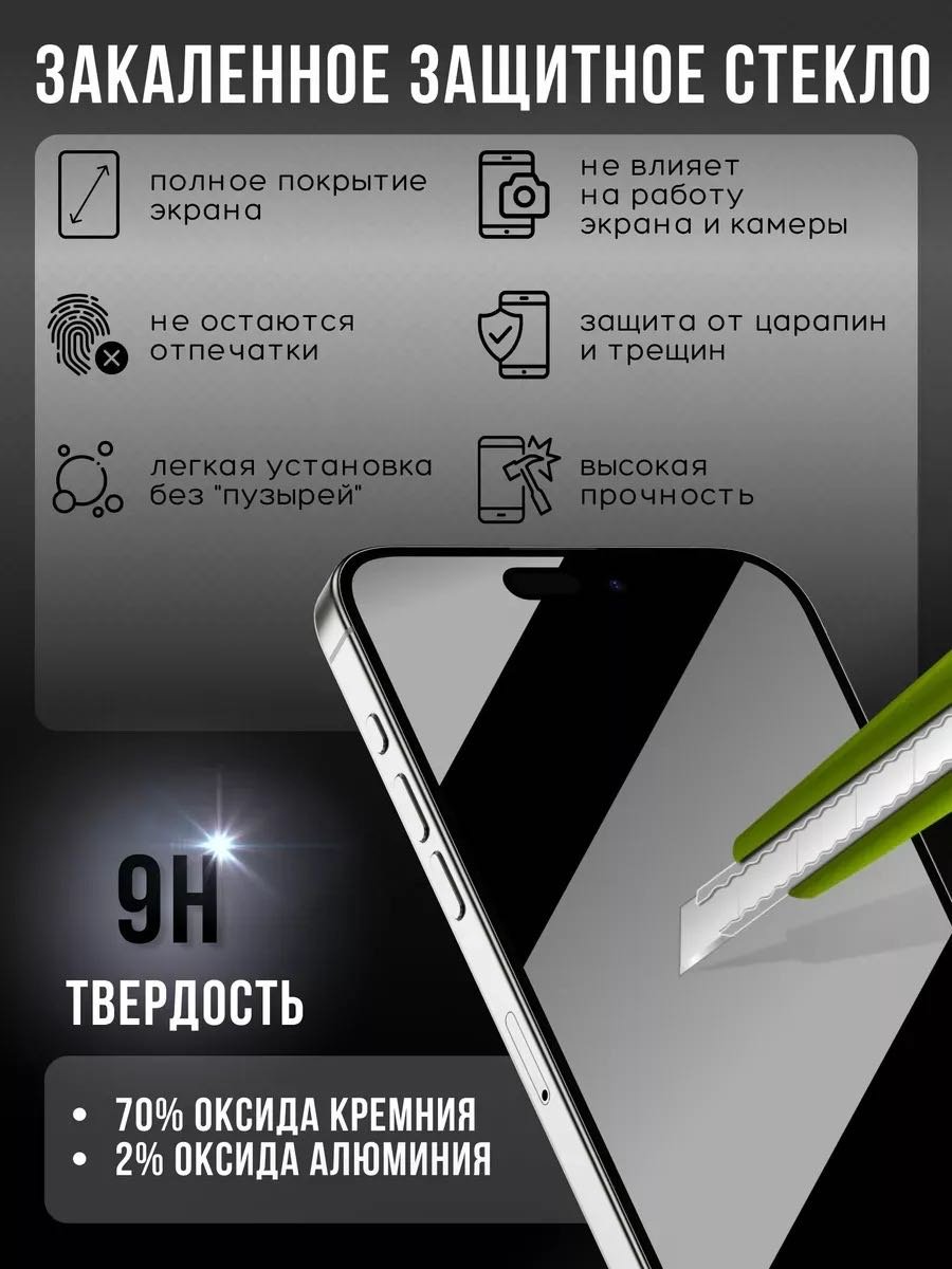 Стекло GERLAX для Apple iPhone 16 Противоударнное черный купить,490