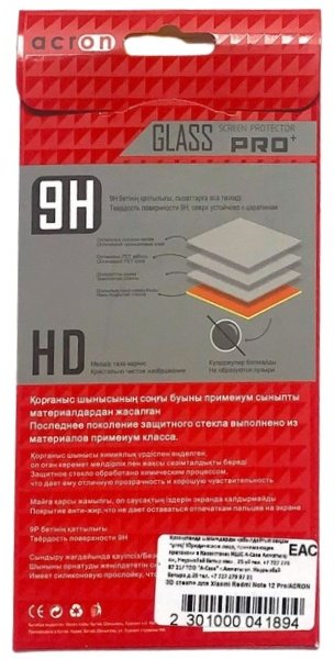 Стекло Acron для Xiaomi Redmi Note 12 Pro 4G черный
