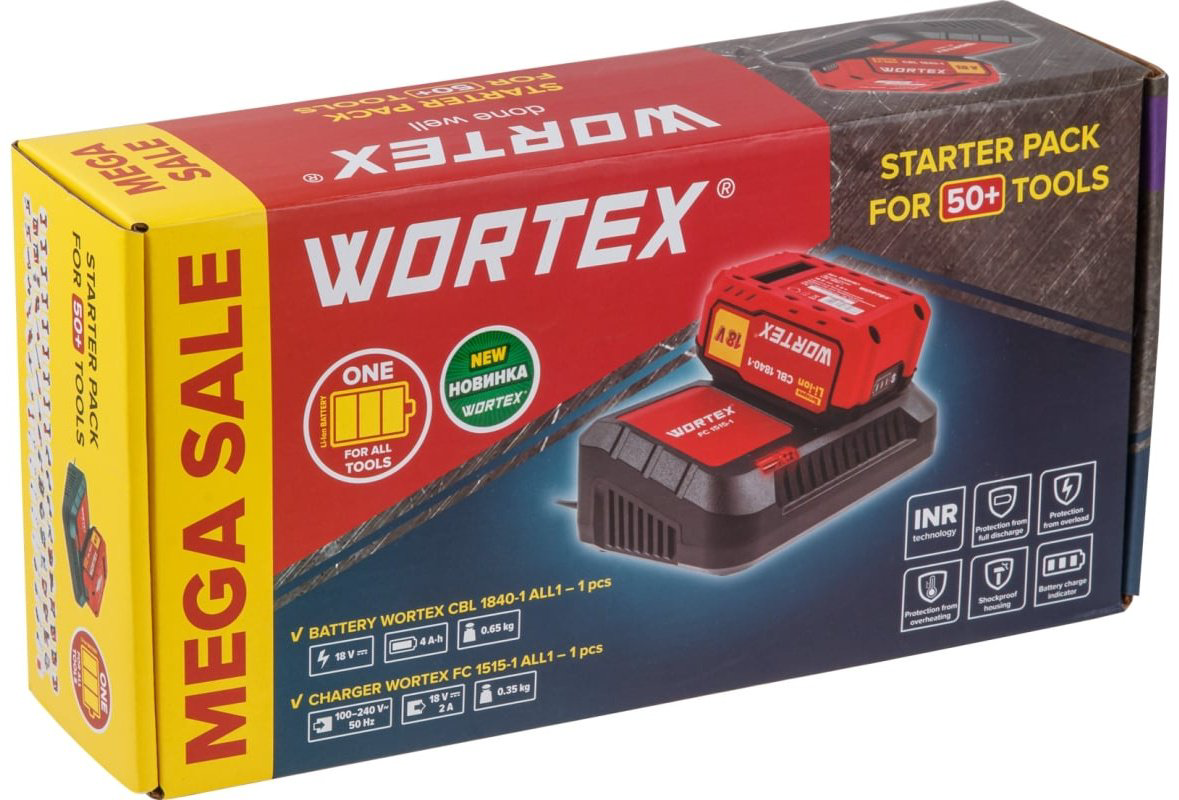 Аккумулятор WORTEX 1329412 Li-Ion 4 Ач 1 шт