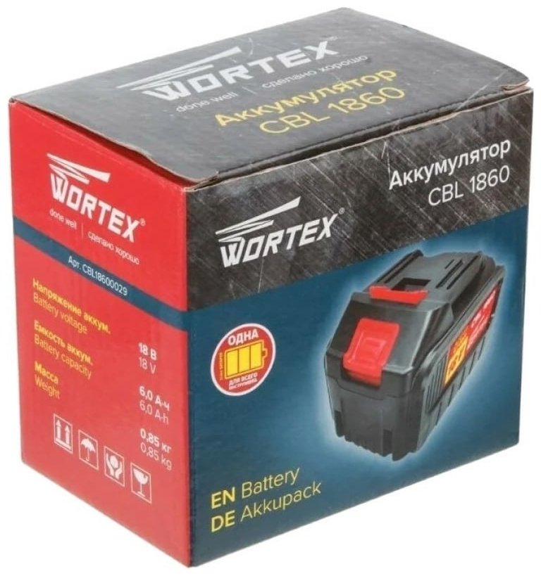 Аккумулятор WORTEX CBL 1860 18.0 В, 6.0 А/ч, Li-Ion ALL1 (18.0 В, 6.0 А/ч) 1 шт - ForteMarket Аккумулятор WORTEX CBL 1860 18.0 В, 6.0 А/ч, Li-Ion ALL1 (18.0 В, 6.0 А/ч) 1 шт купить,0