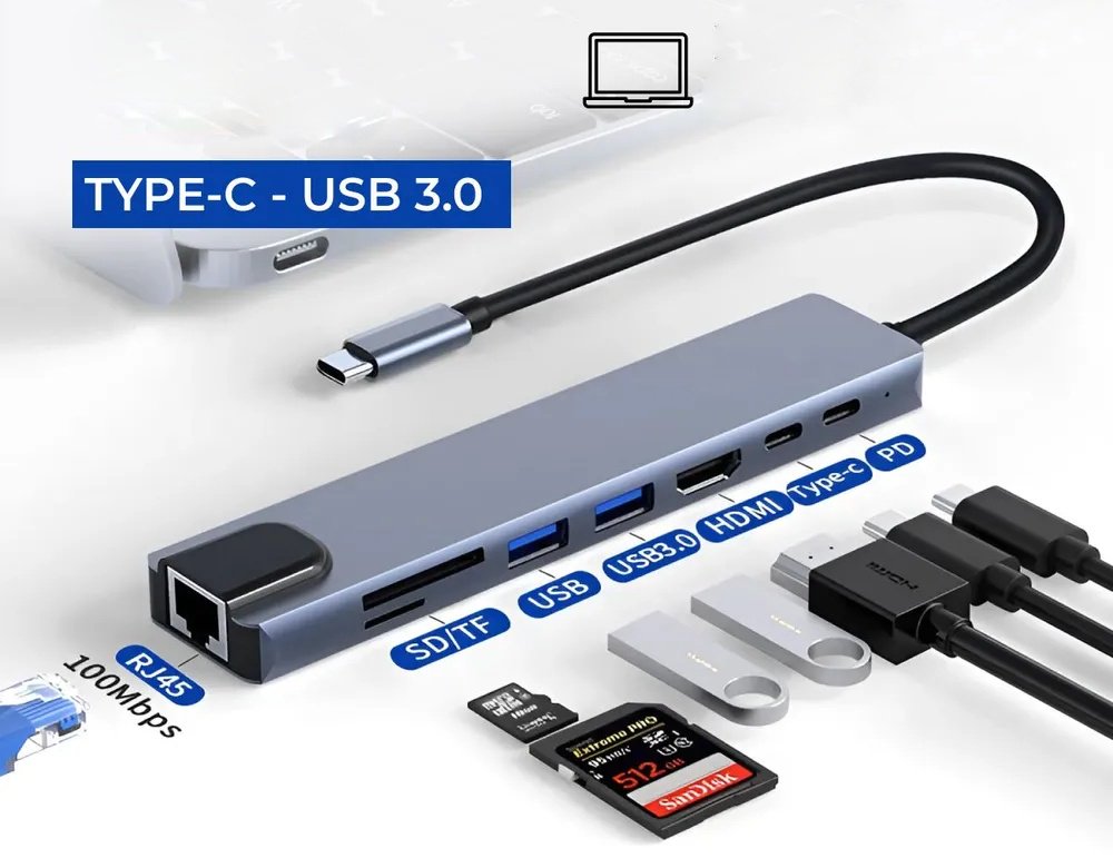Док-станция ARG HUB 8 in 1 серебристый купить,0