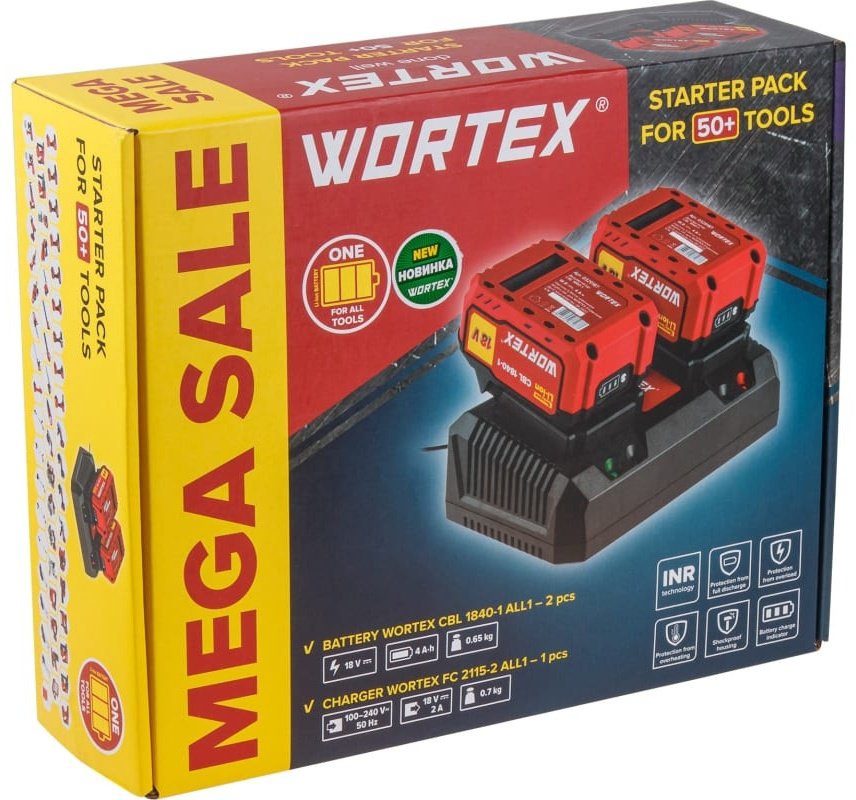 Аккумулятор WORTEX 1329413 Li-Ion 4 Ач 2 шт купить,NaN