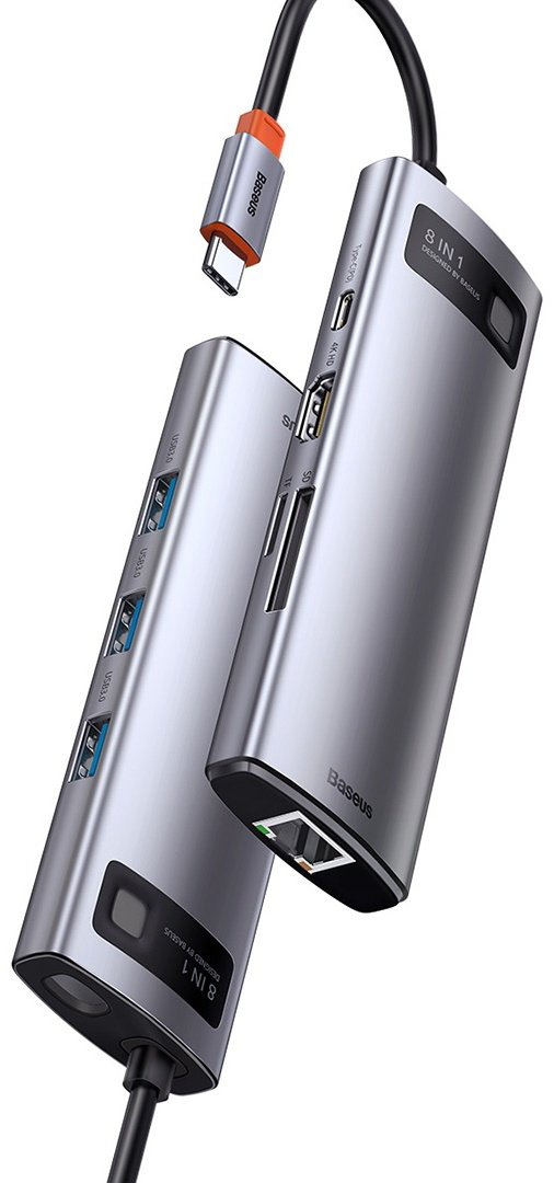 Док-станция Baseus Metal Gleam 8in1 CAHUB-CV0G серый купить,NaN